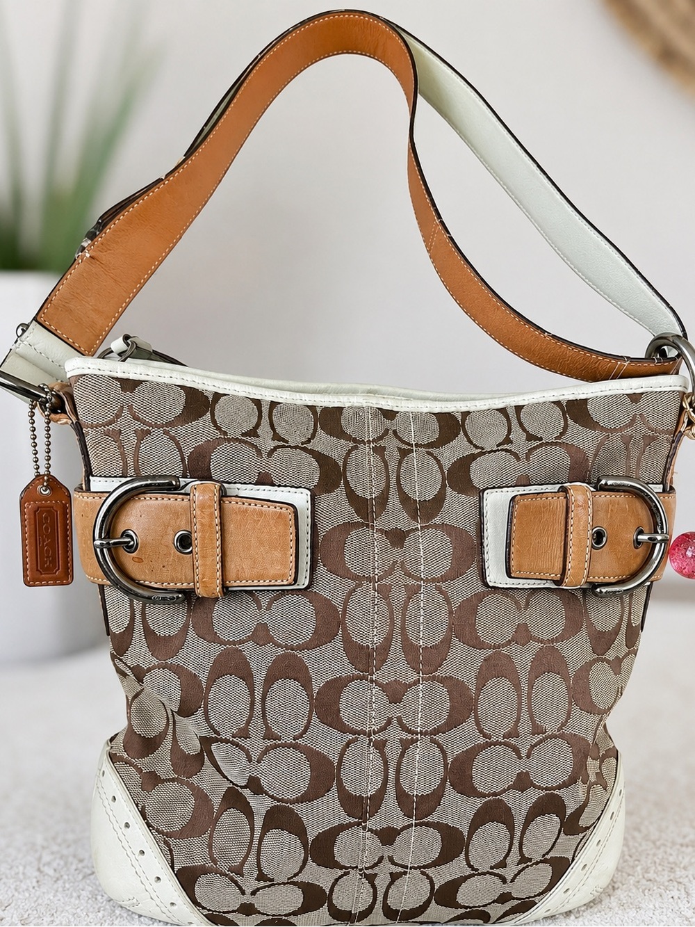 Vintage coach signature buckle bag